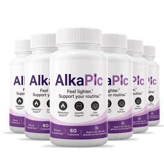 Six bottles of AlkaPic capsules, 60 capsules each